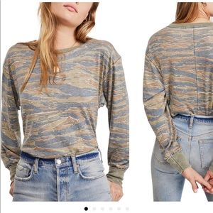 Free People Arielle Print Long Sleeve Tee